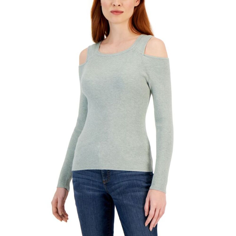 INC International Concepts Women's Ribbed Cold-Shoulder Sweater